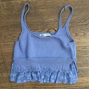 Zara purple knit lace Crop tank top!